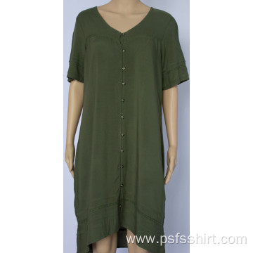 Grass Green Dress with Short Sleeves